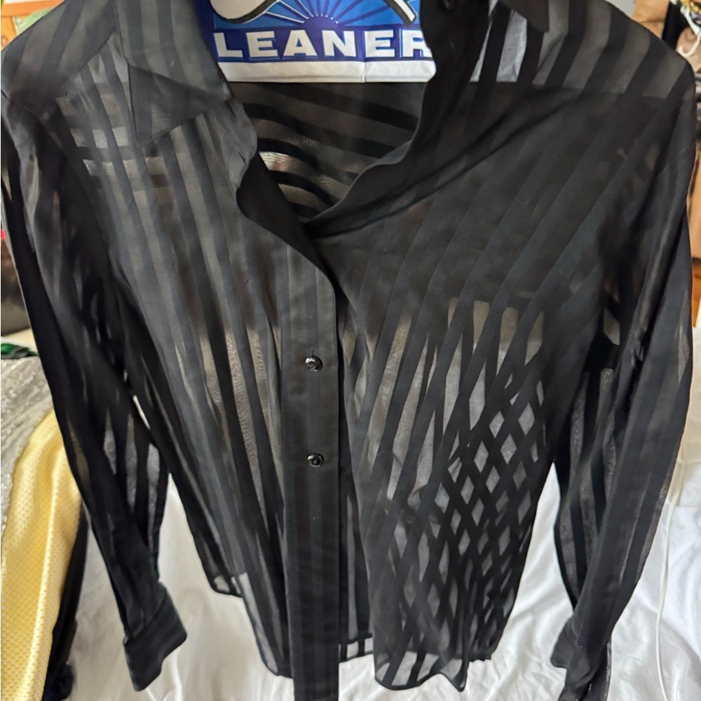 Sheer Black Button Down Shirt